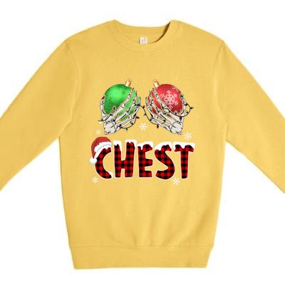 Chest Nuts Christmas Chestnuts Xmas Couple Matching Costume Gift Premium Crewneck Sweatshirt