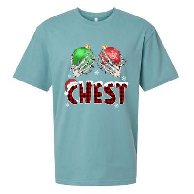 Chest Nuts Christmas Chestnuts Xmas Couple Matching Costume Gift Sueded Cloud Jersey T-Shirt