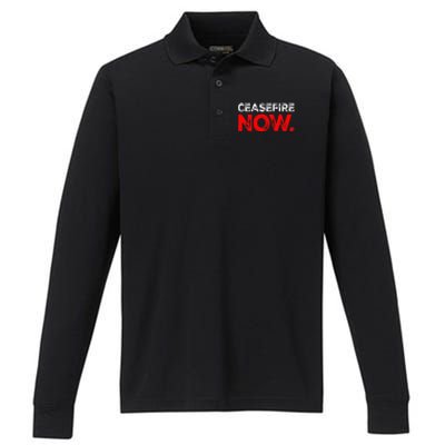 Ceasefire NOW Performance Long Sleeve Polo