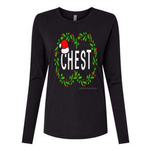 Chest Nuts Christmas Funny Matching Couple Chestnuts Womens Cotton Relaxed Long Sleeve T-Shirt