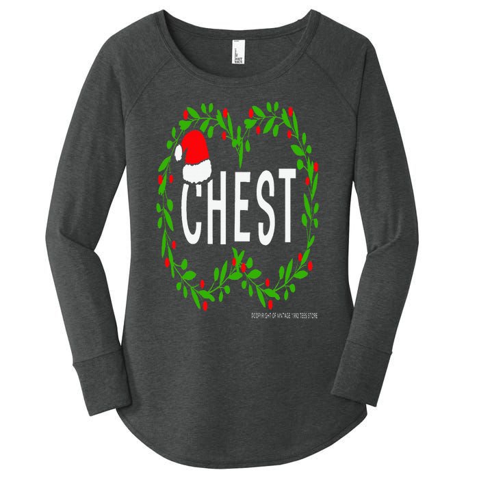 Chest Nuts Christmas Funny Matching Couple Chestnuts Women's Perfect Tri Tunic Long Sleeve Shirt