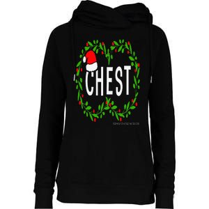 Chest Nuts Christmas Funny Matching Couple Chestnuts Womens Funnel Neck Pullover Hood