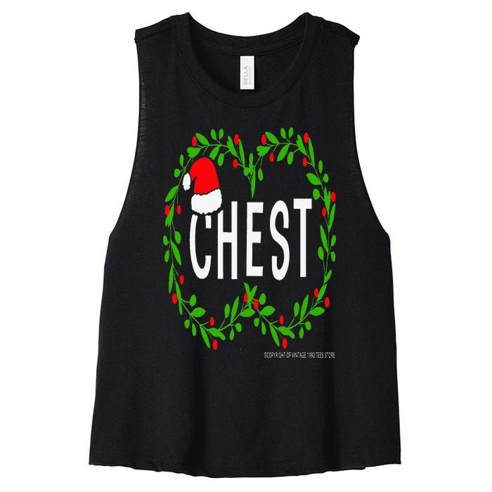 Chest Nuts Christmas Funny Matching Couple Chestnuts Women's Racerback Cropped Tank