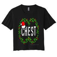 Chest Nuts Christmas Funny Matching Couple Chestnuts Women's Crop Top Tee