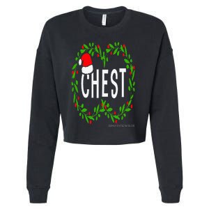 Chest Nuts Christmas Funny Matching Couple Chestnuts Cropped Pullover Crew