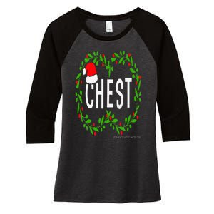 Chest Nuts Christmas Funny Matching Couple Chestnuts Women's Tri-Blend 3/4-Sleeve Raglan Shirt