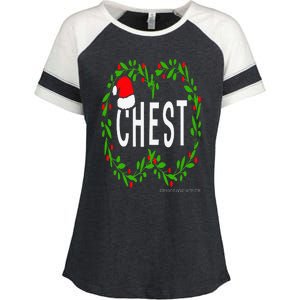 Chest Nuts Christmas Funny Matching Couple Chestnuts Enza Ladies Jersey Colorblock Tee