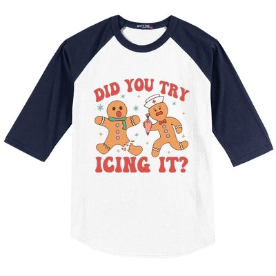 Cute Nurse Christmas Did You Try Icing It  Christmas Nurse Nicu Nurse Christmas Baseball Sleeve Shirt