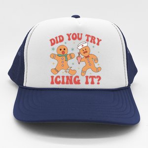 Cute Nurse Christmas Did You Try Icing It  Christmas Nurse Nicu Nurse Christmas Trucker Hat