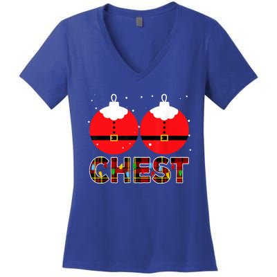 Chest Nuts Christmas Matching Couple Chestnuts Xmas Women's V-Neck T-Shirt