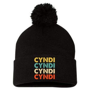 Cyndi Name Pom Pom 12in Knit Beanie