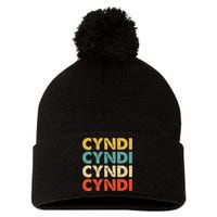 Cyndi Name Pom Pom 12in Knit Beanie