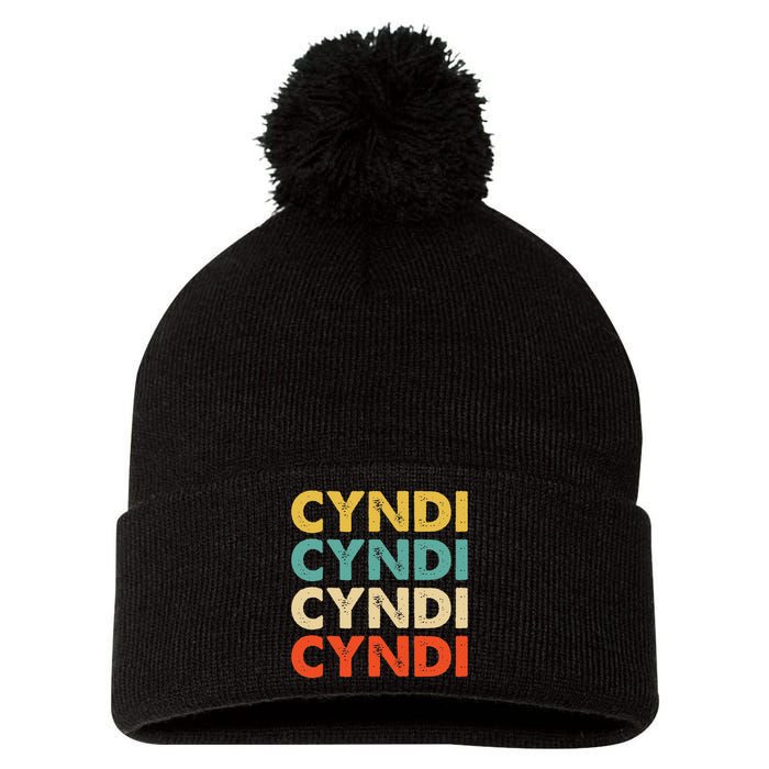 Cyndi Name Pom Pom 12in Knit Beanie