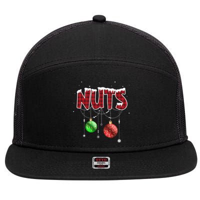 Chest Nuts Christmas Red Plaid Matching Couple Chestnuts Gift 7 Panel Mesh Trucker Snapback Hat