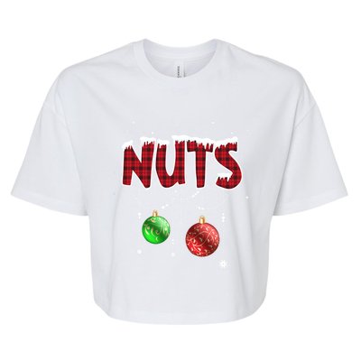 Chest Nuts Christmas Red Plaid Matching Couple Chestnuts Gift Bella+Canvas Jersey Crop Tee