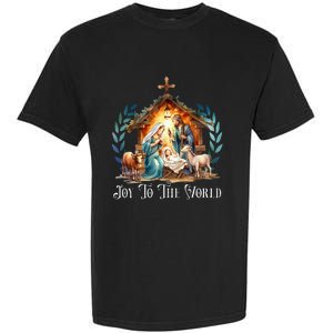 Christmas Nativity Christian Birth Of Jesus Joy To The World Garment-Dyed Heavyweight T-Shirt