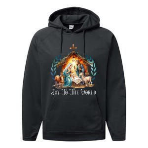 Christmas Nativity Christian Birth Of Jesus Joy To The World Performance Fleece Hoodie