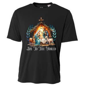 Christmas Nativity Christian Birth Of Jesus Joy To The World Cooling Performance Crew T-Shirt