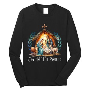 Christmas Nativity Christian Birth Of Jesus Joy To The World Long Sleeve Shirt