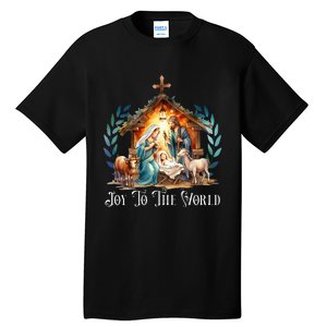 Christmas Nativity Christian Birth Of Jesus Joy To The World Tall T-Shirt