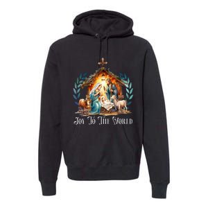 Christmas Nativity Christian Birth Of Jesus Joy To The World Premium Hoodie