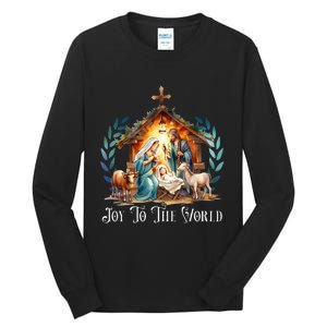 Christmas Nativity Christian Birth Of Jesus Joy To The World Tall Long Sleeve T-Shirt