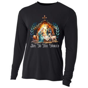 Christmas Nativity Christian Birth Of Jesus Joy To The World Cooling Performance Long Sleeve Crew