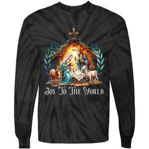 Christmas Nativity Christian Birth Of Jesus Joy To The World Tie-Dye Long Sleeve Shirt