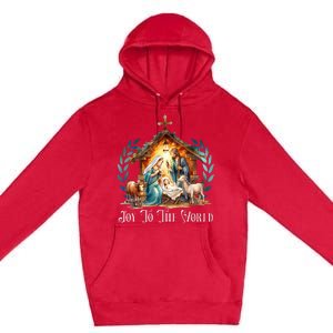 Christmas Nativity Christian Birth Of Jesus Joy To The World Premium Pullover Hoodie