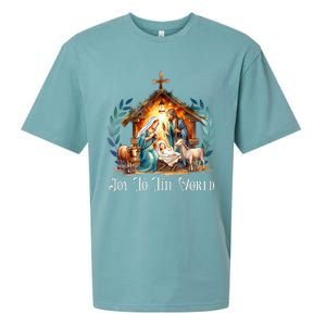 Christmas Nativity Christian Birth Of Jesus Joy To The World Sueded Cloud Jersey T-Shirt