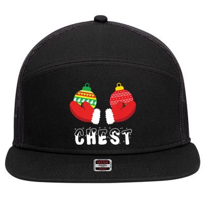 Chest Nuts Christmas Funny Matching Couple Chestnuts 7 Panel Mesh Trucker Snapback Hat