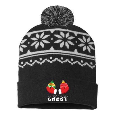 Chest Nuts Christmas Funny Matching Couple Chestnuts USA-Made Snowflake Beanie