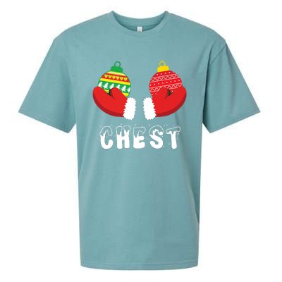 Chest Nuts Christmas Funny Matching Couple Chestnuts Sueded Cloud Jersey T-Shirt