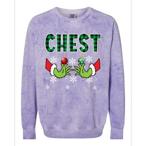 Chest Nuts Christmas Cute Gift Funny Matching Couple Chestnuts Gift Colorblast Crewneck Sweatshirt