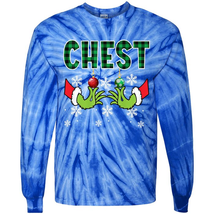 Chest Nuts Christmas Cute Gift Funny Matching Couple Chestnuts Gift Tie-Dye Long Sleeve Shirt