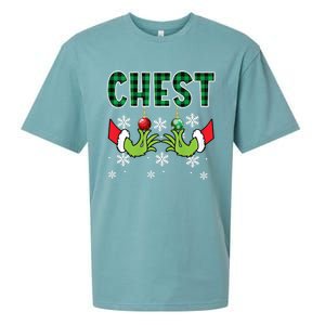 Chest Nuts Christmas Cute Gift Funny Matching Couple Chestnuts Gift Sueded Cloud Jersey T-Shirt