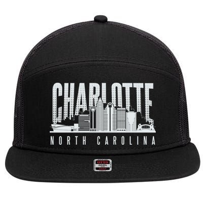 Charlotte North Carolina City 7 Panel Mesh Trucker Snapback Hat