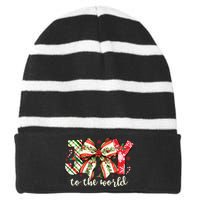 Christmas Nativity Christian Birth Of Jesus Joy To The World Striped Beanie with Solid Band