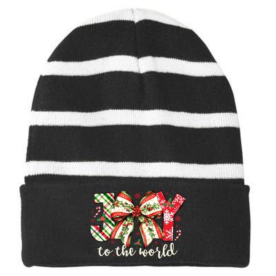 Christmas Nativity Christian Birth Of Jesus Joy To The World Striped Beanie with Solid Band