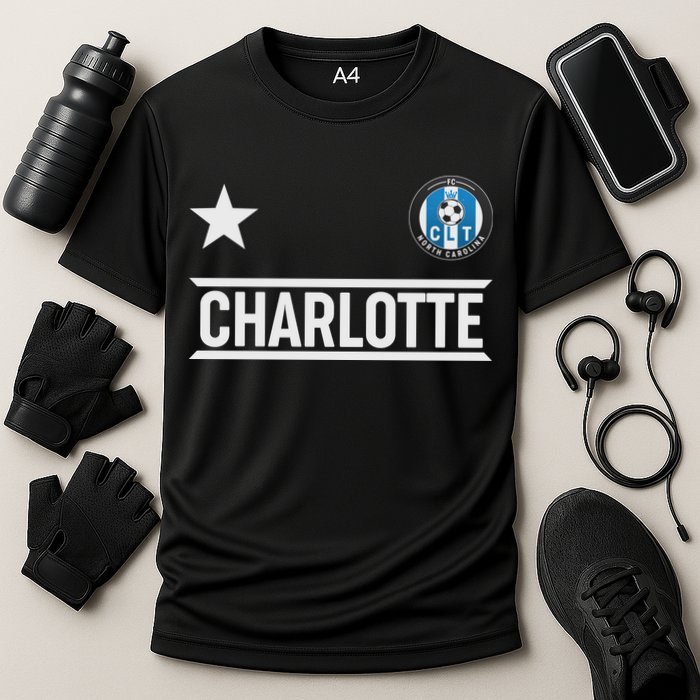 Charlotte North Carolina Soccer Jersey Cooling Performance Crew T-Shirt