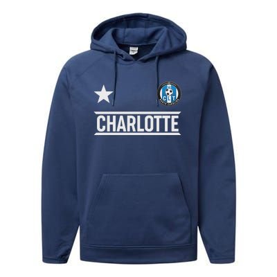 Charlotte North Carolina Soccer Jersey Performance Fleece Hoodie