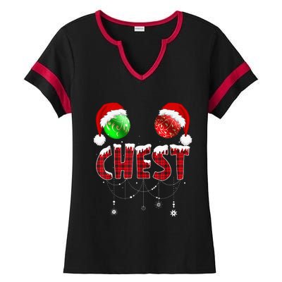 Chest Nuts Christmas Funny Matching Couple Chestnuts Ladies Halftime Notch Neck Tee