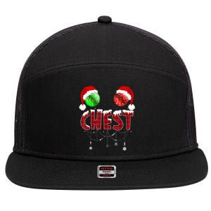 Chest Nuts Christmas Funny Matching Couple Chestnuts 7 Panel Mesh Trucker Snapback Hat