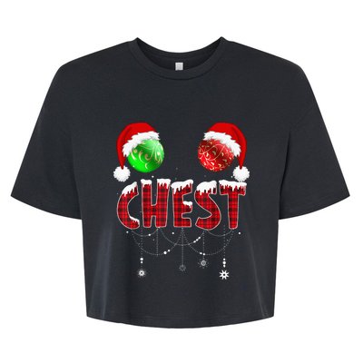 Chest Nuts Christmas Funny Matching Couple Chestnuts Bella+Canvas Jersey Crop Tee