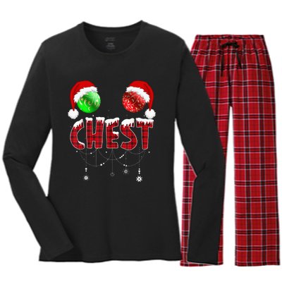 Chest Nuts Christmas Funny Matching Couple Chestnuts Women's Long Sleeve Flannel Pajama Set 