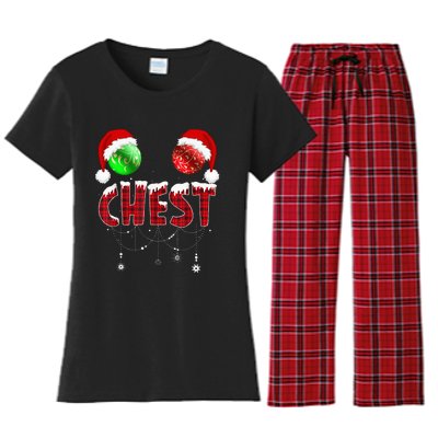 Chest Nuts Christmas Funny Matching Couple Chestnuts Women's Flannel Pajama Set