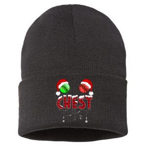 Chest Nuts Christmas Funny Matching Couple Chestnuts Sustainable Knit Beanie