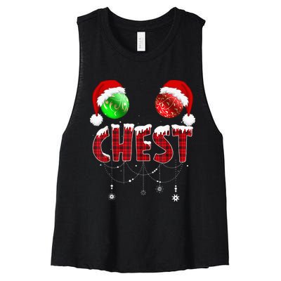 Chest Nuts Christmas Funny Matching Couple Chestnuts Women's Racerback Cropped Tank