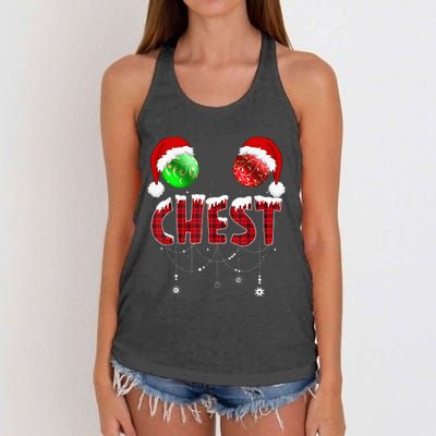 Chest Nuts Christmas Funny Matching Couple Chestnuts Women's Knotted Racerback Tank