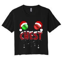 Chest Nuts Christmas Funny Matching Couple Chestnuts Women's Crop Top Tee